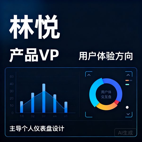 林悦 产品VP 用户体验方向，主导个人仪表盘设计